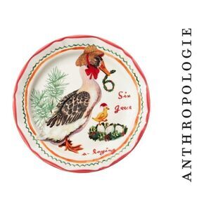 Anthropologie Nathalie Lete Dessert Plate Six Geese a Laying NEW